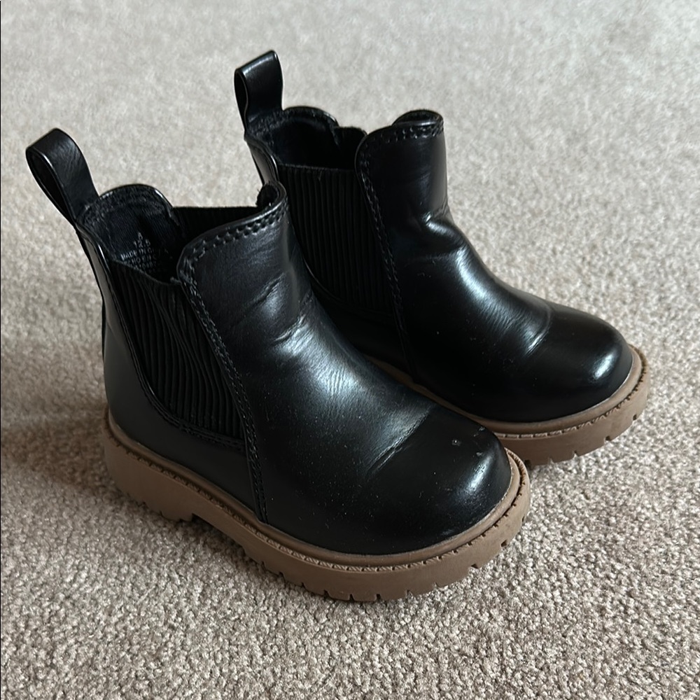 Kids Black Leather Boots